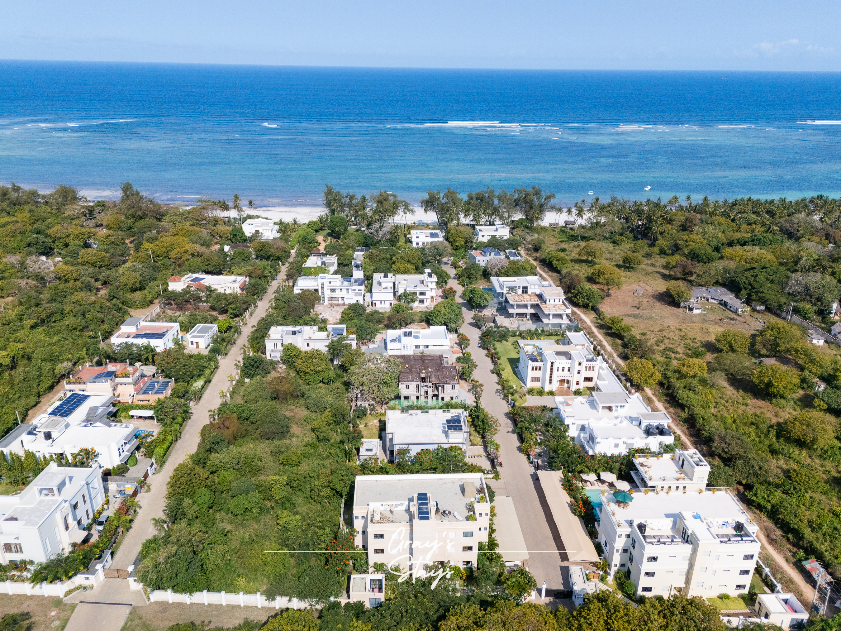 Scenic beach view with palm trees